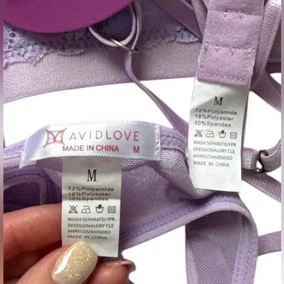 NWT Avidlove Lilac Lace Bralette and Panty Set - Picture 6 of 7